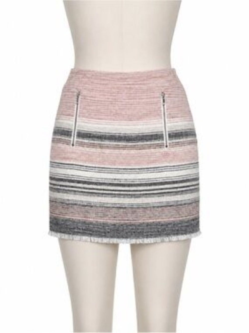 Ann Taylor x LOFT Striped Tweed Skirt with Zip Pockets